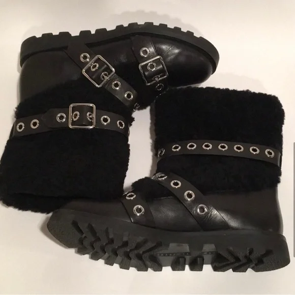 Marc by Marc Jacobs Black Studded Shearling Boots - Women’s 8.5 - Picture 5 of 8